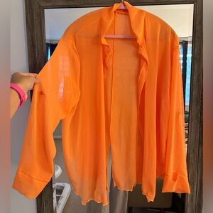 Orange Sheer Blouse - SIZE M 🍊